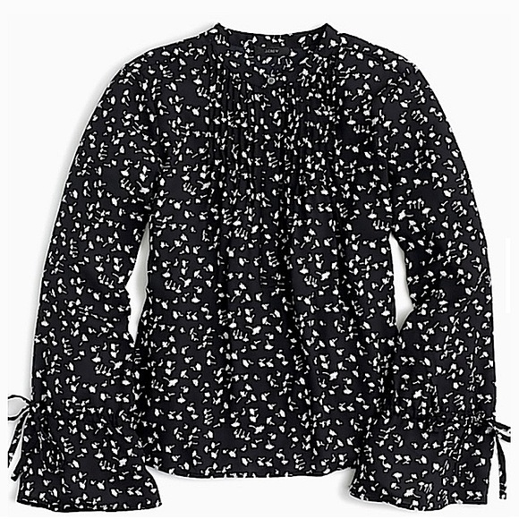 (SOLD)J.CREW Tie-Sleeve Top With Pintucks In Daisy Floral - Picture 4 of 8